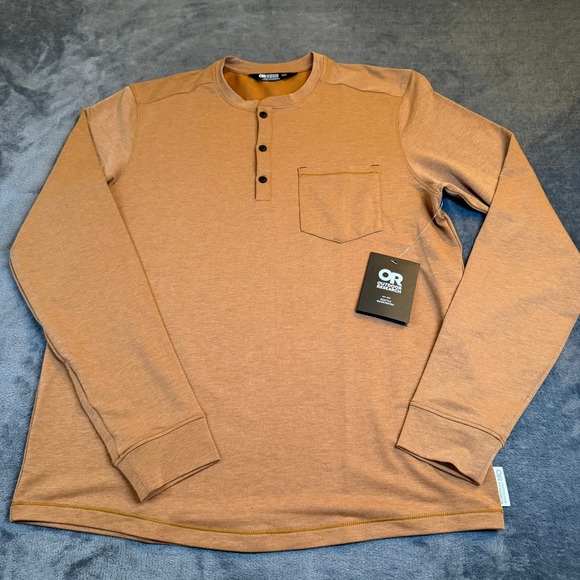 Outdoor Research Other - Outdoor Research Long Sleeve Henley Shirt Tan Heather Pocket Mens Medium NWT